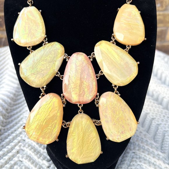 Yellow and Pink Statement necklace - Picture 1 of 9
